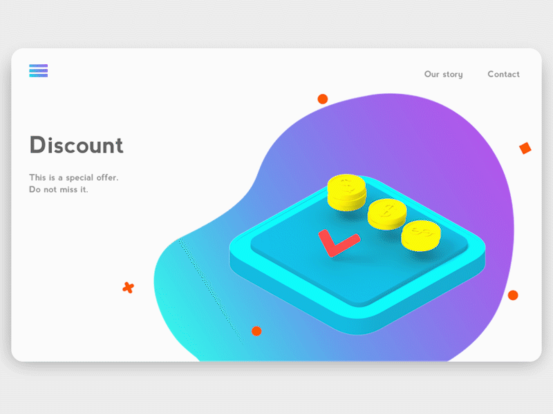 Discount 3d animation crypto currency design gradient illustration interface landing page lowpoly team ui ux user web design