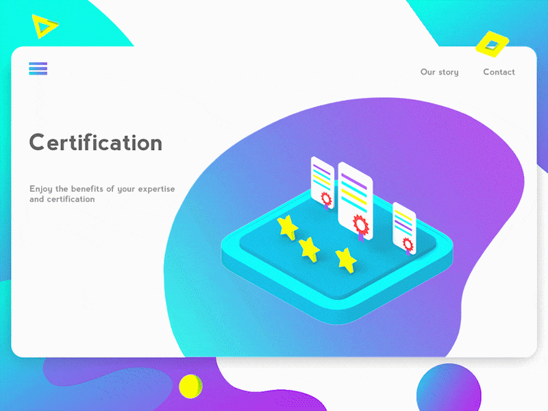 Certification 3d animation crypto currency design illustration interface isometric low poly team ui ux user web design