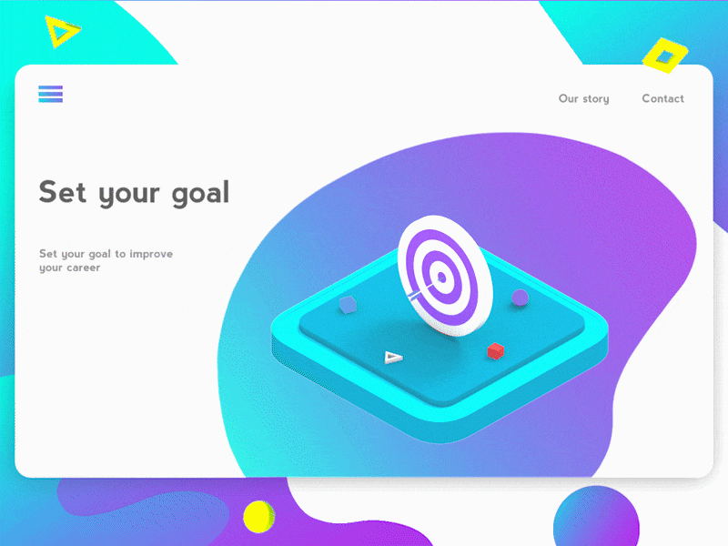 Set Your Goal 3d animation crypto currency illustration interface isometric landing page sign in team ui ux user web design