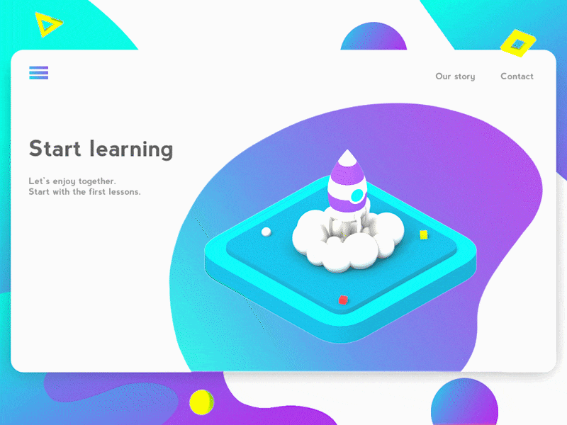 Start learning 3d animation crypto currency illustration interface learn lowpoly school team ui ux user vector web design