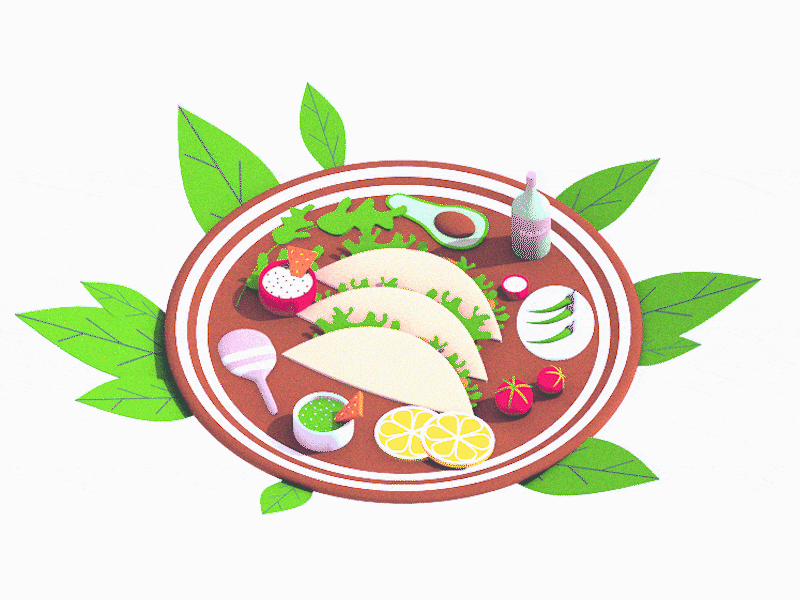 Mexican dish 3d animation illustration interface isometric landing page sign in low poly lowpoly team ui ux user web design