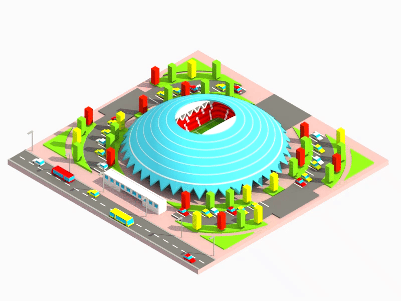 Samara - Samara arena 3d animation 3ds max building city game homepage illustration ios isometric low poly web design ui ux world cup stadium