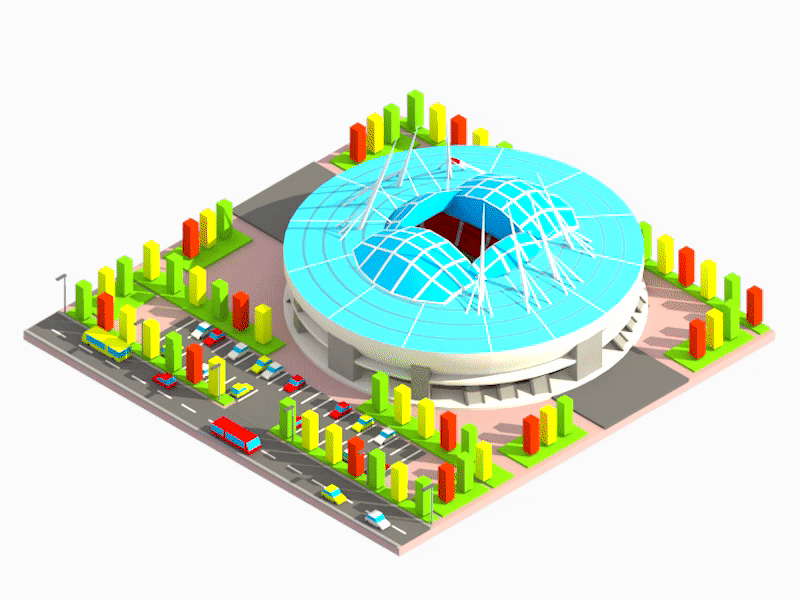 Saint Petersburg - Saint Petersburg stadium 3d animation 3ds max building city game homepage illustration ios isometric low poly web design ui ux world cup stadium