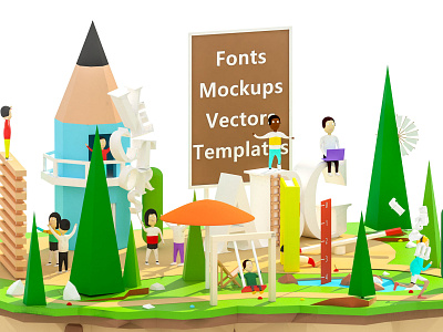 Vsual - crop 2 3d 3d animation arhitecture building design game illustration ios isometric landing page low poly lowpoly render ui ux web