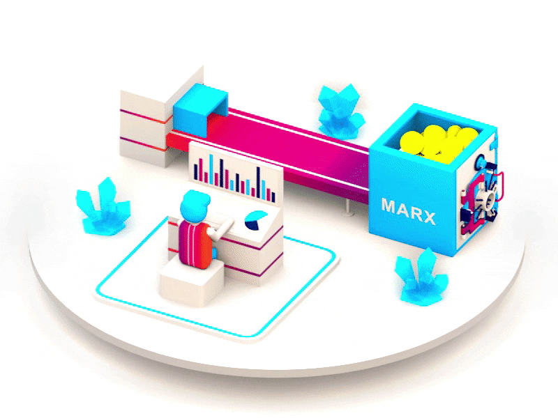 Transforming data into money - Animation 3 3d animation blockchain building crypto flat flat 3d game gif illustration isometric isometric icons landing page lowpoly machine money texture ui ux vector video web design