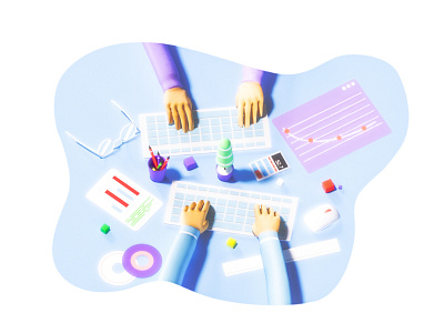 Teamwork 3d 3d animation branding character editorial flat game graphs illustration interface isometric landing page lowpoly people render teamwork texture ui ux vector web design