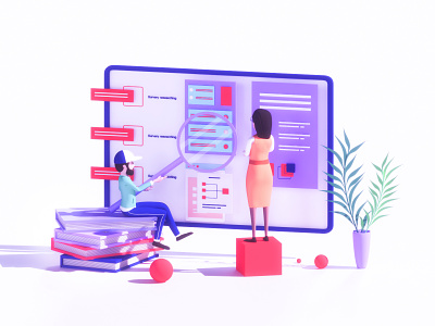 Survey Research 3d 3d animation character design game graphic human icon illustration isometric landing page layer learning low poly lowpoly research texture ui ux web web design