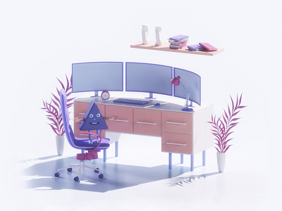 Character Oio 2 3d 3d animation book business chair character flower game graphic house illustration interface isometric landing page lowpoly office render room ui ux web design