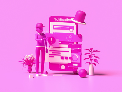 Notification 3d 3d animation app layer ios mac android character game homepage icon illustration interface isometric landing page landingpage lowpoly motion gif video render smartphone dashboard texture ui ux vector webdesign
