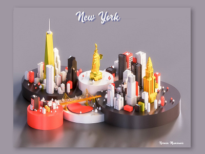 New York 3d 3d animation building city game illustration isometric landing page lowpoly render town ui ux