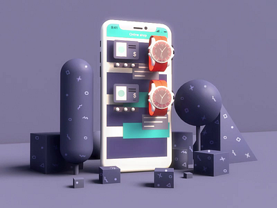 Online store - Smartphone 3d 3d animation app game gif graphicdesign illustration isometric landing page lowpoly mockup motion render smartphone texture ui ux uiuxdesign video watch website