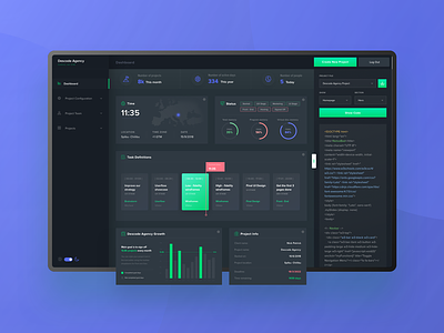 Project Manager Dashboard - night mode animation app blue clean colors dashboard design experience fresh green interface ui uidesign user experience user interface ux vector web wireframe