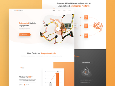 TapToBook _ Homepage design app clean design engagement experience home homepage interface mobile engagement orange tech technology ui user experience user interface ux web wireframe yellow