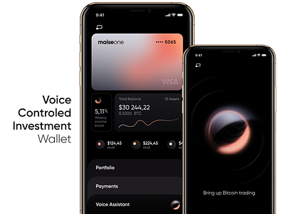 VUI Investment Wallet assistant balance bitcoin blockchain card crypto income invest payments portfolio stock trading voice vui