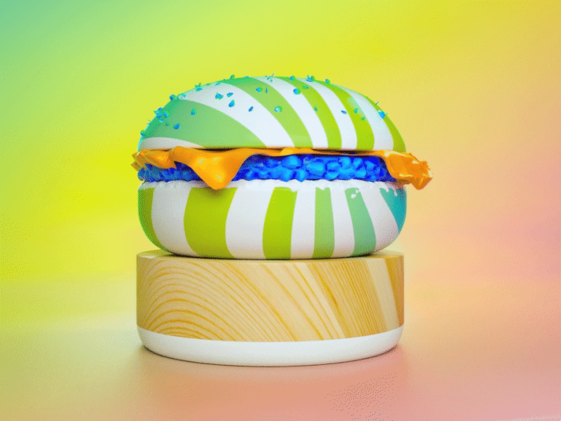 Trippy Burger 3d animation burger colorful gif gradients love octane red render trippy vibrance
