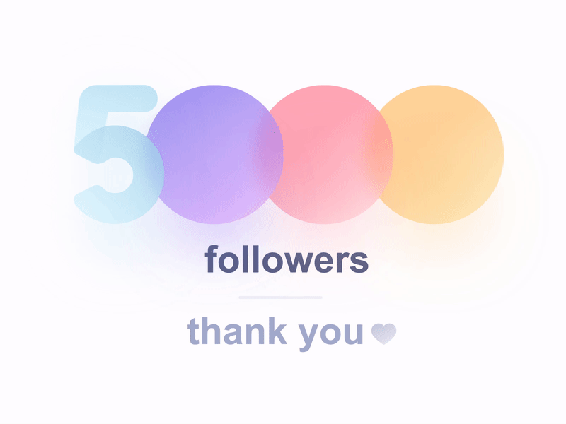 5k Followers - Thank you! animation betka blur clean colors followers font maise motion samborek thnaks typo
