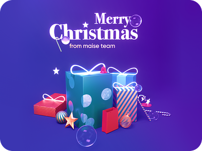 Christmas Is Here! 3d bauble boxes candy christmas cinema4d happy lights maise marry octane presents snow stars