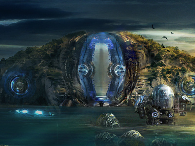 The Colossus colos colossus gigant island planet robot water