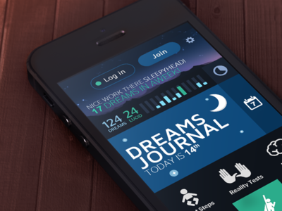 Lucid Dreaming main screen WIP android app bed calendar dream dream journal dreams journal lucid lucidity moon nap samborek sleep