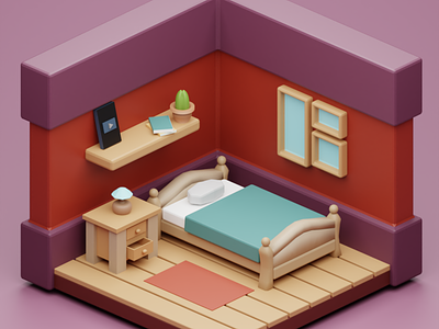 3D Isometric Bedroom