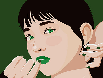 THE GREEN GIRL digital art flat illustration modern vector