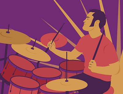 ROCK DRUMMER digital art drum drummer flat illustration rock vector