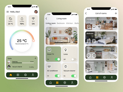 Smart Home App accent app bathroom bedroom branding colors comfortable concept design home iphone livingroom minimalism smart ui ux