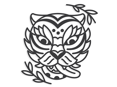 Traditional Korean Tiger cat icon illustration korea korean line lineart tattoo tiger traditional wild