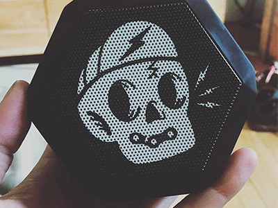 Fuerza Cycling speaker! cute design flat icon illustration lightning punk skull speaker vector