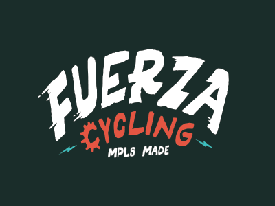 Fuerza Cycling logo design tough rock fast minnesota bikes minneapolis punk lightning bolt logo fuerza