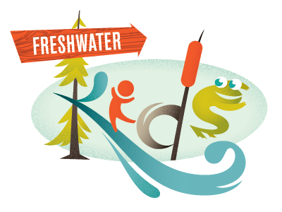 Fresh Kids Revised camping cattail frog illustration kids logo tree vintage wave