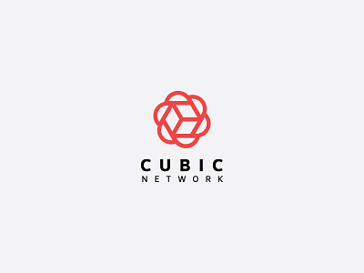 Cubic Network Logo branding clean cube flat icon logo network