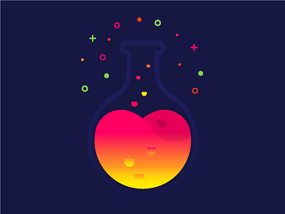 Love potion for the broken heart. 2d design flask flat gradient graphics heart illustration illustrator love potion vector