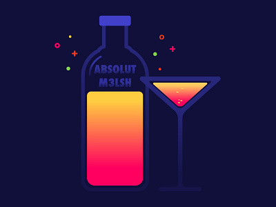 ABSOLUT M3LSH. 2d absolut adobe bottle design drink flat gradient illustration illustrator stroke vector