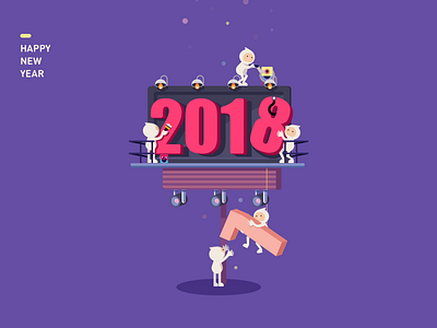 Happy New Year 2018 purple happy new year pink