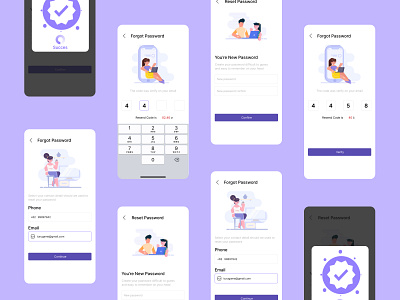 Reset Password Flow Screens app branding design figma illustration mobile app ui ux