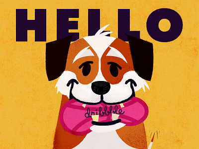 Hello There animals cartoon dogs firstshot illustration invite texture yellow