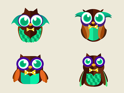 Owls animals cartoon cute illustration mint green owls patterns