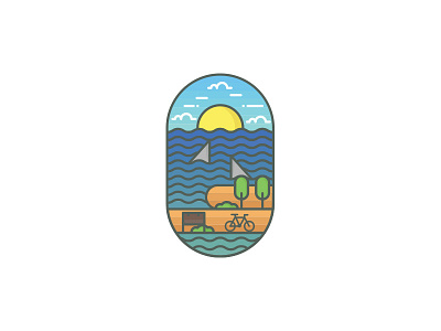 Sea cloud icon illustration line sea vector water