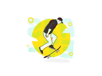 Skate Illustration beardskate character game illustration lineart longboard purple skate skateboard sport yellow