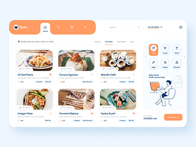Food Delivery App - Dashboard delivery design food ui web app