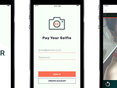 Pay Your Selfie App camera mobile mobileapp photo photoapp ui user interface