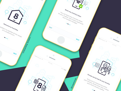 On-boarding screens for a society application home home automation illustration lineart onboarding onboarding screen onboarding ui splashscreen ui ux design