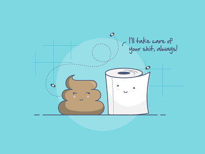 Friendship Goals! always bathroom blue character cute poop flies poop tissue toilet paper washroom