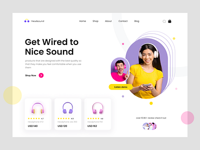 Landing Page Headphone app design ui uidesign uiux uiuxdesigner ux uxdesign web website