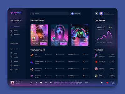 Dashboard NFT app dashboard design nft ui uidesign uidesigner uiux ux uxdesign uxdesigner