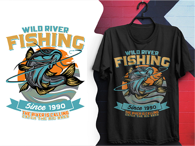 Custom Fishing T-Shirt Design . app branding design fish fishing fishing t shirt graphic design illustration logo logo design t shirt ui ux vector vintage fish