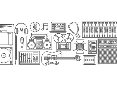 Music Icons! amp boom box guitar icon illustration line mixer music vector vinyl