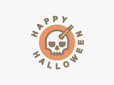 Happy Halloween badge halloween happy halloween illustration pencil skull vector