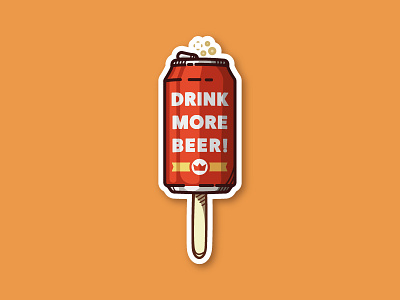 Beer on a Stick! beer beer can beer stick illustration stick sticker vector